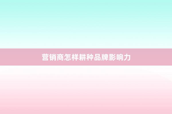 营销商怎样耕种品牌影响力